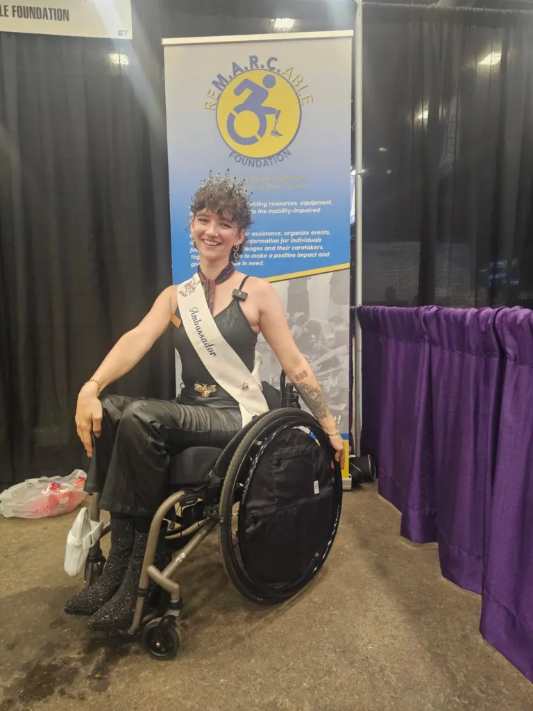 A Wheelbag giveaway winner at the Abilities Expo